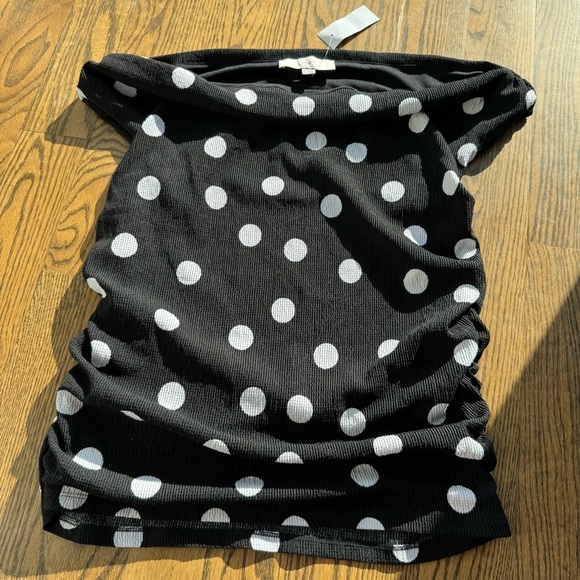 NWT Loft Polka Dot Off the Shoulder Top Size M - Picture 2 of 6